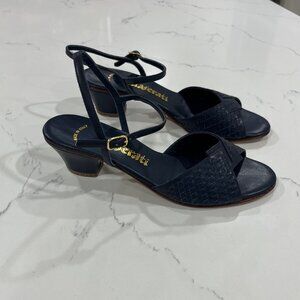Vintage Maserati Women's shoes Made in Italy Navy Blue Woven Leather Size 5N NWT